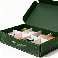 Boîte alimentaire personnalisée en carton gaufré écologique de 2 mm d'épaisseur, carton à compartiments divisés pour sushis et plats raffinés, vente en gros sur mesure