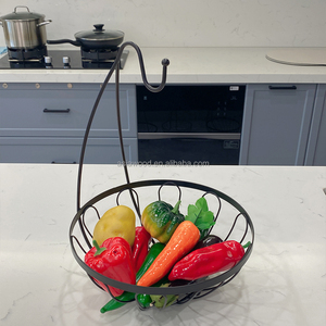 <strong>Basket</strong> Iron Wire Kitchen <strong>Vegetable</strong> 2 Tier Fruit <strong>Basket</strong> <strong>Stand</strong> With Banana Hanger Fruit <strong>Baskets</strong> - Product Image 3