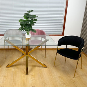 Sillas de Comedor de Terciopelo de Lujo con Patas Azul Dorado - Diseño Moderno para Hogar, Oficina y Almacén, Envío en 7 Días, Personalizable - Product Image 3