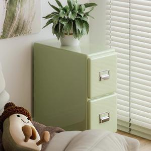 Creamy Green <b>Bedside</b> Table 2 Drawer Plastic Nightstand For Bedroom <b>Storage</b> Cabinet - Product Image 4