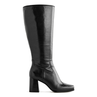 Bout carré large mollet bloc talon épais haut automne 2025 daim avec fermeture éclair latérale pour les femmes sur le genou bottes hautes replier