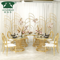 Tables de mariage incurvées de luxe en forme de S de la marque AULOBAO, finition miroir, base dorée