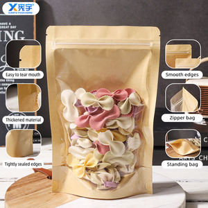 Commercio all'ingrosso per uso alimentare marrone Kraft Stand up custodia richiudibile frontale trasparente trasparente per noci Pet chicchi <span class=keywords><strong>di</strong></span> tè chicchi <span class=keywords><strong>di</strong></span> caffè biscotto - Product Image 6