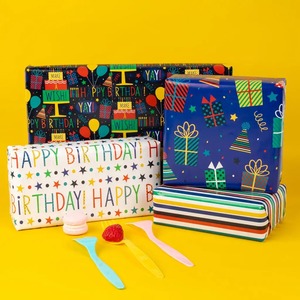 Custom Eco-Friendly Birthday Theme Gift <b>Wrapping</b> <b>Paper</b> Roll Double-Sided PE Recyclable Digital Printing Compatible Custom - Product Image 3