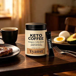 Café Instantáneo Cetogénico con Mezcla de Plantas Naturales, 10g*10 Sobres, Crema Blanca, Tapa Plana, Frasco de Plástico, Diseño Minimalista, OEM, Personalizado, a Granel - Product Image 4