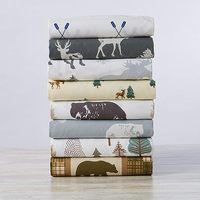 Parure de Draps 4 Pièces en Microfibre Ultra Douce Imprimée Lodge. Beaux Motifs Inspirés de la Nature, Confortable, Draps Toute Saison.