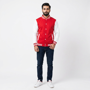 Custom Unisex Varsity <b>Jacket</b> Stand Collar Front Logo 100% Cotton <b>for</b> Team Uniform or Trendy Streetwear Style - Product Image 1