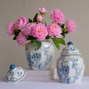 <span class=keywords><strong>Vase</strong></span> en porcelaine bleu et blanc, nouveau style chinois, hydroponique, entièrement fait à la main, motif floral et oiseaux, <span class=keywords><strong>vase</strong></span> haut de gamme pour salon - Product Image 1