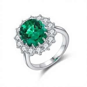 Women's 925 Silver Round Brilliant Cut Cocktail Ring With Diamond Halo Prong Setting Luxury Flower Style Fine J - Product Image 1