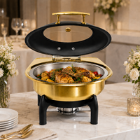 Scaldavivande Circolare Allnice Nero Oro Lusso per Buffet e Matrimoni all'Aperto