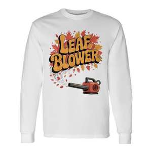 Camiseta de manga larga retro con diseño de soplador de hojas para jardinería - Product Image 1