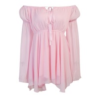 Robe en mousseline asymétrique sexy à épaules dénudées Jy21154pf, collection Printemps-Été, offre spéciale pour femme