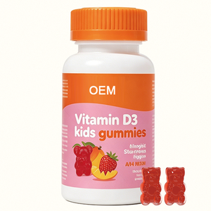 Gummies de vitamine D3 pour enfants, marque privée, saveur mangue-fraise naturelle, pour soutenir l'immunité et la santé osseuse des enfants, véganes, 60 unités - Product Image 1
