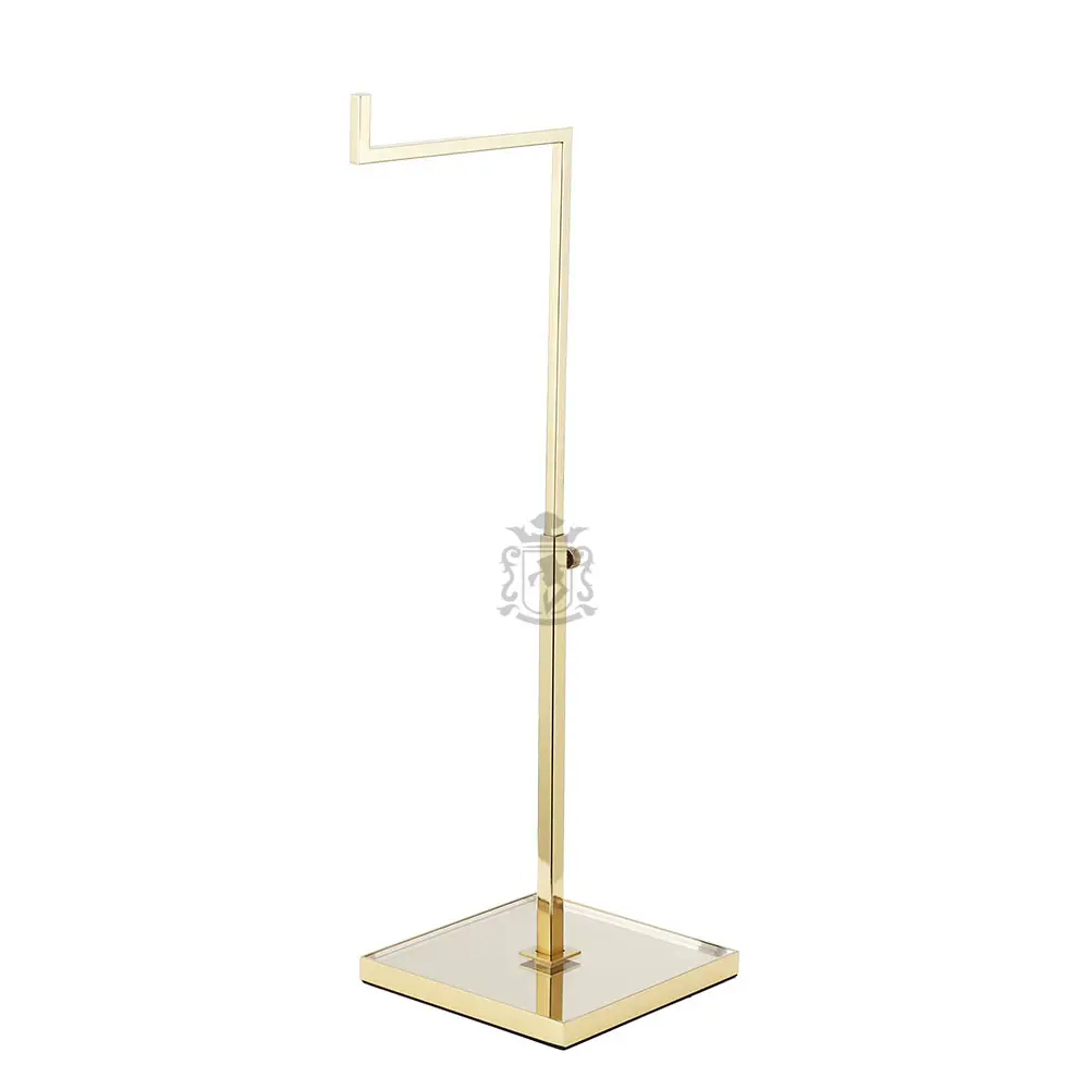 Bag Store Polished Gold Metal Acrylic Hanging Bag Single Hook Handbag Rack Display Stand Countertop Purses Stand