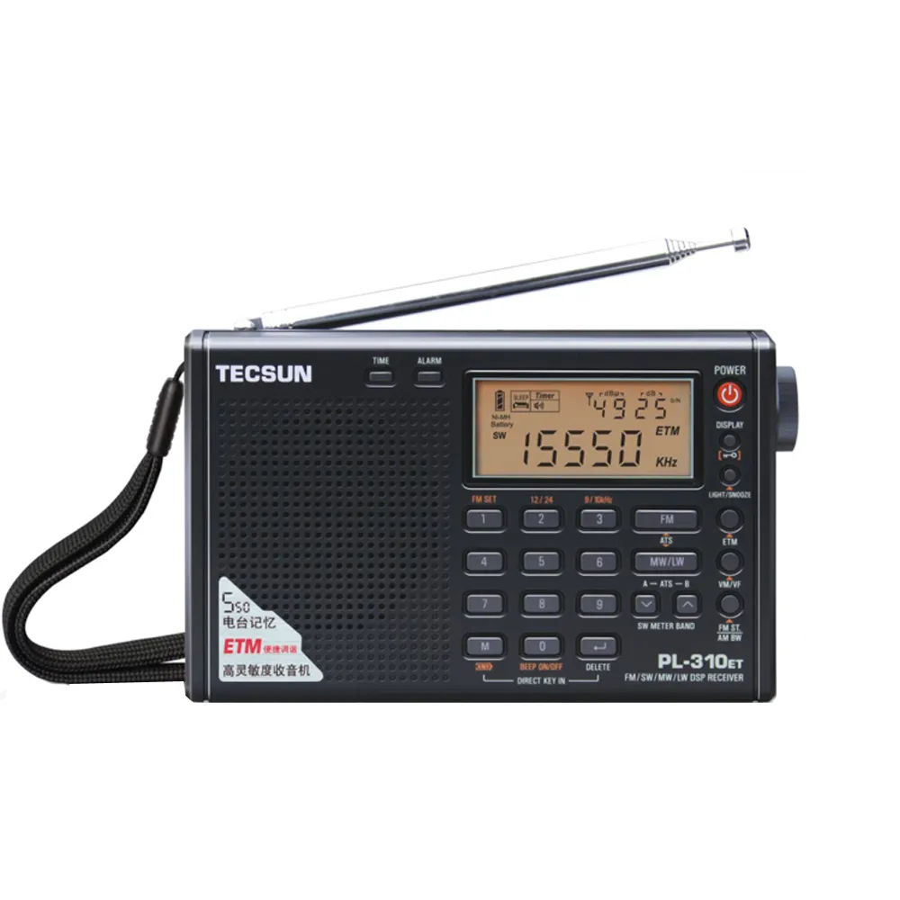 TECSUN PL-310ET สีดำ FM สเตอริโอ /Sw/mw/lw โลกวง PLL DSP วิทยุ