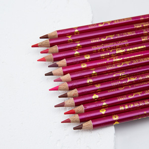 Crayons à lèvres mats en gros, 13 couleurs, outil de maquillage, stylo en bois pour <span class=keywords><strong>tatouage</strong></span> des lèvres PMU, crayon à lèvres crémeux rose - Product Image 2