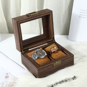 Caja de reloj de madera con 12 posiciones, organizador de almacenamiento múltiple, rectangular, 38,5x21x8cm, con tapa de cristal para colección de hombres - Product Image 4