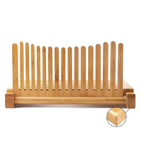 Trancheuse à pain pliable en bambou avec planches à découper en bois, couteau manuel et plateau récupérateur de miettes – Outil de pâtisserie et de boulangerie