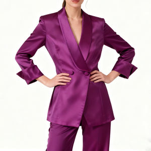 Abito <span class=keywords><strong>da</strong></span> <span class=keywords><strong>Sera</strong></span> Trendy di Alta Qualità Molto Popolare, Lussuoso e Magnifico Completo <span class=keywords><strong>da</strong></span> <span class=keywords><strong>Donna</strong></span> in Lana Pettinata Viola Antirughe per Affari - Product Image 4