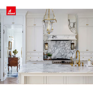 AllandCabinet Style contemporain Poignée dorée Verre trempé Blanc Shaker Armoire de cuisine - Product Image 4