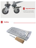 Chariot de refroidissement pour pain en acier inoxydable, à une seule rangée, détachable, robuste, pour cuisine, avec roulettes et rangement