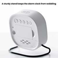 Jam LED Desktop Modern dengan Alarm, Lampu Malam, Multifungsi, Cangkang Putih Persegi, Lampu Biru, Dioperasikan dengan Baterai