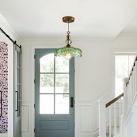Luminaire suspendu en verre rétro pour salon avec charge sans fil et variateur d'intensité, conversion de couleur 6RGB, adapté aux chambres et aux salons