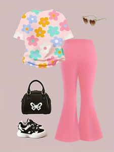 Abbigliamento per Ragazze, Alla Moda per Primavera, Estate, Autunno, <span class=keywords><strong>Pantaloni</strong></span> a Zampa Corti con Maniche Corte per Ragazze, per Uso Esterno - Product Image 6