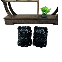 Vente en gros cristal naturel givré obsidienne lion danse ornement en cristal sculpté