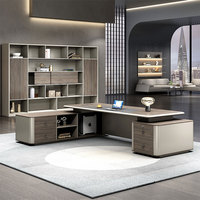 Ensemble de Mobilier de Bureau de Direction Liyu Luxe Moderne en Forme de L : Table et Chaise, Bureau Exécutif