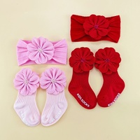 Conjunto de Gorro y Calcetines con Decoración Floral Estilo Princesa para Bebés, Ideal para Uso Diario