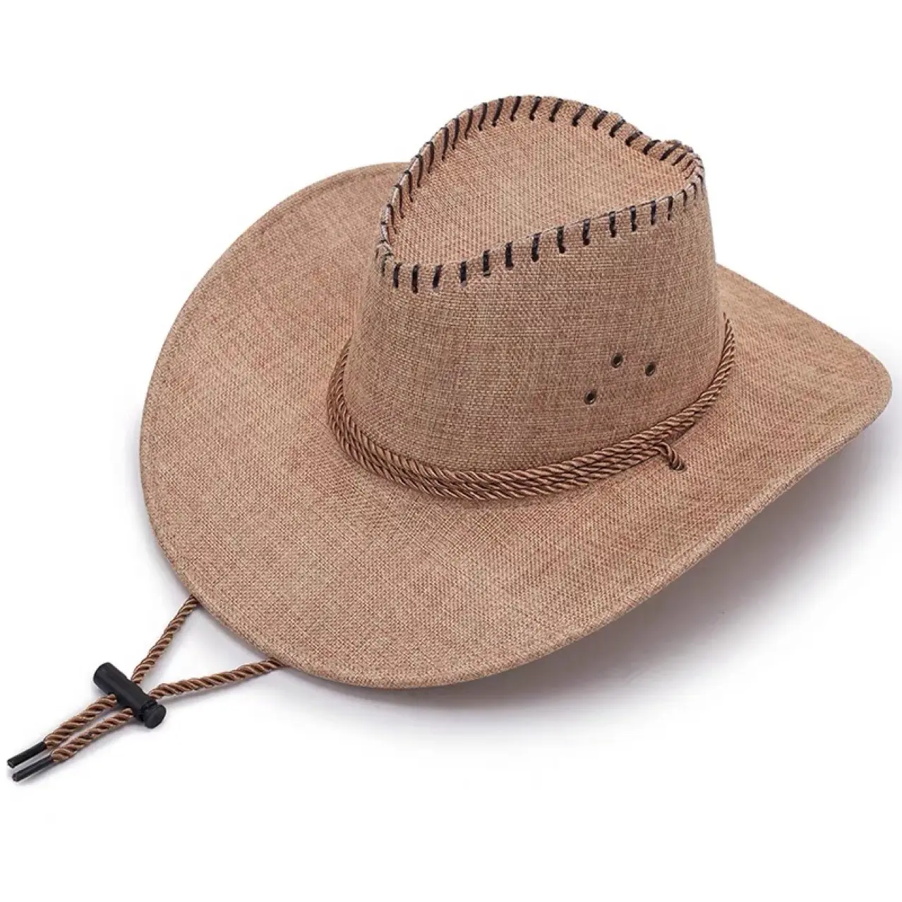 Topi Jazz bersirkulasi tepi gulung musim panas musim semi topi matahari Linen Retro tepi besar uniseks topi atas koboi Barat Mode Pria