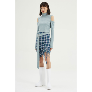 TD abito Casual a collo alto in Cloudburst Grey Fussed Top - Product Image 5