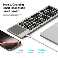 Keyboard Mouse Nirkabel Multi Perangkat Baru Dual-Mode BT + 2.4G Combo Touchpad Lipat Tipis Hitam Switch PC Tablet Laptop