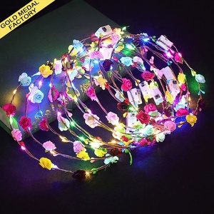 Venta caliente LED brillante Flor de neón corona sombreros guirnaldas de luz colorida para fiesta <span class=keywords><strong>Halloween</strong></span> <span class=keywords><strong>cumpleaños</strong></span> fábrica al por mayor - Product Image 1