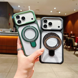 Bumper Glitter Magnetic <b>Ring</b> Stand <b>Phone</b> case for iPhone 18 17 16 15 14 Pro Max Clear holder Transparent Bracket hard Back Cover - Product Image 2