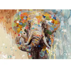 Huacan lukisan minyak buatan tangan berbingkai di kanvas gajah kustom seni dinding dekorasi rumah karya seni gambar hewan