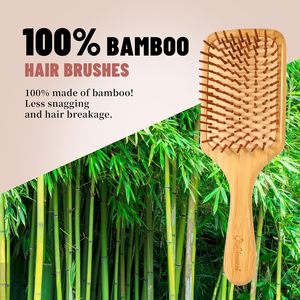 Wholesale <strong>Customizable</strong> Logo Massage <strong>Comb</strong> Natural Self-Cleaning Bamboo Paddle Hairbrush Wooden <strong>Comb</strong> - Product Image 4
