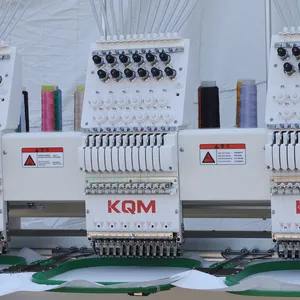 KQM 3 หัวอุตสาหกรรม 15 เข็มเครื่องปักคอมพิวเตอร์หมวกเครื่องปักเสื้อยืด