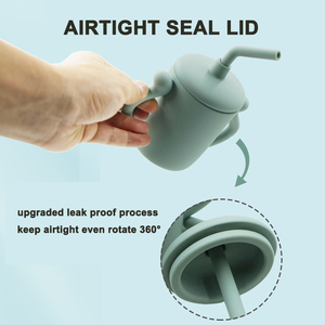 Gobelet à eau pour bébé et enfant en silicone de qualité alimentaire sans BPA, avec couvercles et pailles d'alimentation, tasse à bec en silicone pour bébé - Product Image 3