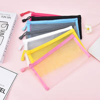 Estuche de lápices de malla de nailon transparente A6 y bolsa de maquillaje con cierre de cremallera Material PP para almacenamiento de documentos escolares