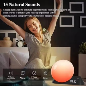 The Smart Bedside Night Light Alarm <b>Clock</b> with 15 <b>White</b> Noise RGB Ambient Lights Is Suitable for Bedrooms and Studies - Product Image 2