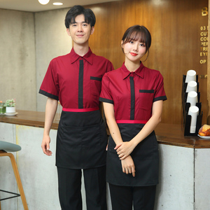 Uniforme <span class=keywords><strong>de</strong></span> travail personnalisé d'usine, chemise à manches courtes à revers, style couple, uniforme d'employé, costume uni, vêtements <span class=keywords><strong>de</strong></span> travail pour bar aquatique, café - Product Image 1