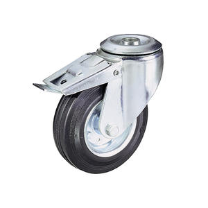 Roue TTAKE RU0010109353873 avec noyau en tôle pressée et galvanisée, avec support pivotant avec trou traversant et frein total - Product Image 1