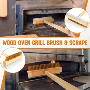 Cepillo para Horno <span class=keywords><strong>de</strong></span> Pizza con Mango <span class=keywords><strong>de</strong></span> Madera, Cepillo <span class=keywords><strong>de</strong></span> Limpieza para Horno <span class=keywords><strong>de</strong></span> Pizza <span class=keywords><strong>de</strong></span> Exterior con Cerdas <span class=keywords><strong>de</strong></span> Latón, Raspador <span class=keywords><strong>de</strong></span> Acero y Punta Roscada <span class=keywords><strong>de</strong></span> Aluminio - Product Image 2