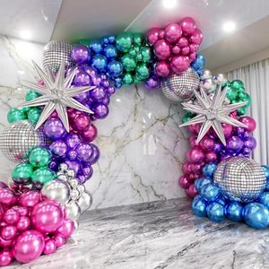 Kit de Guirnalda de Globos Metálicos Gruesos Ecológicos Multicolores para Fiestas Temáticas de los 80, Decoración Retro de Látex Neón - Product Image 1