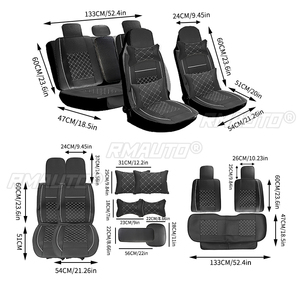 11 pièces Housses de siège auto et coussins de protection en cuir PU pour automobiles, avec coussin lombaire - Product Image 6