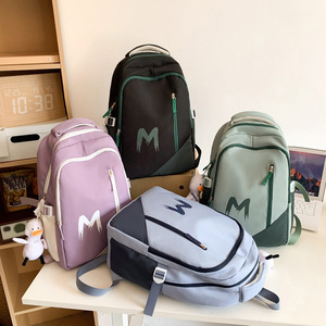 Custom Wholesale Unisex Nylon <b>Backpack</b> Fashion Style School Bags with Zipper Hasp Closure Physiological Curve Back for <b>Students</b> - Product Image 6