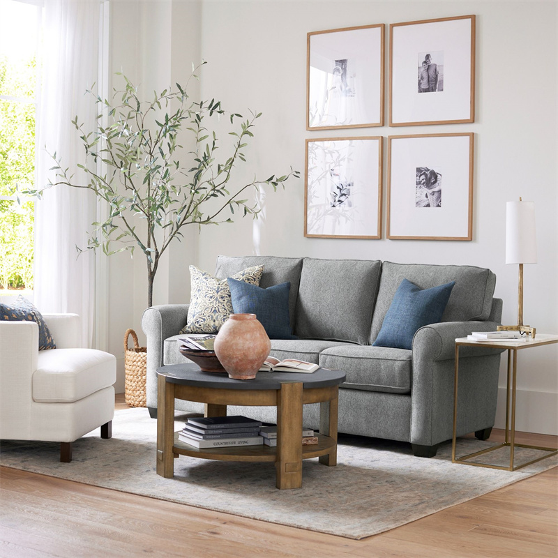 Customized Luxury Chairs For Living Room Home Comfortable Upholstered Gray Armchairs Living Room Sets