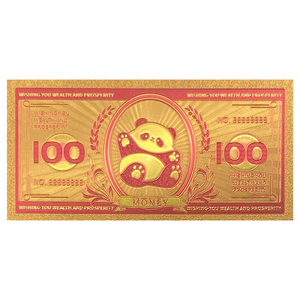 Customized China Panda Commemorative Card Animal Cute Bookmark Colorful Electroplated Plastic 100 Banknote - Product Image 4